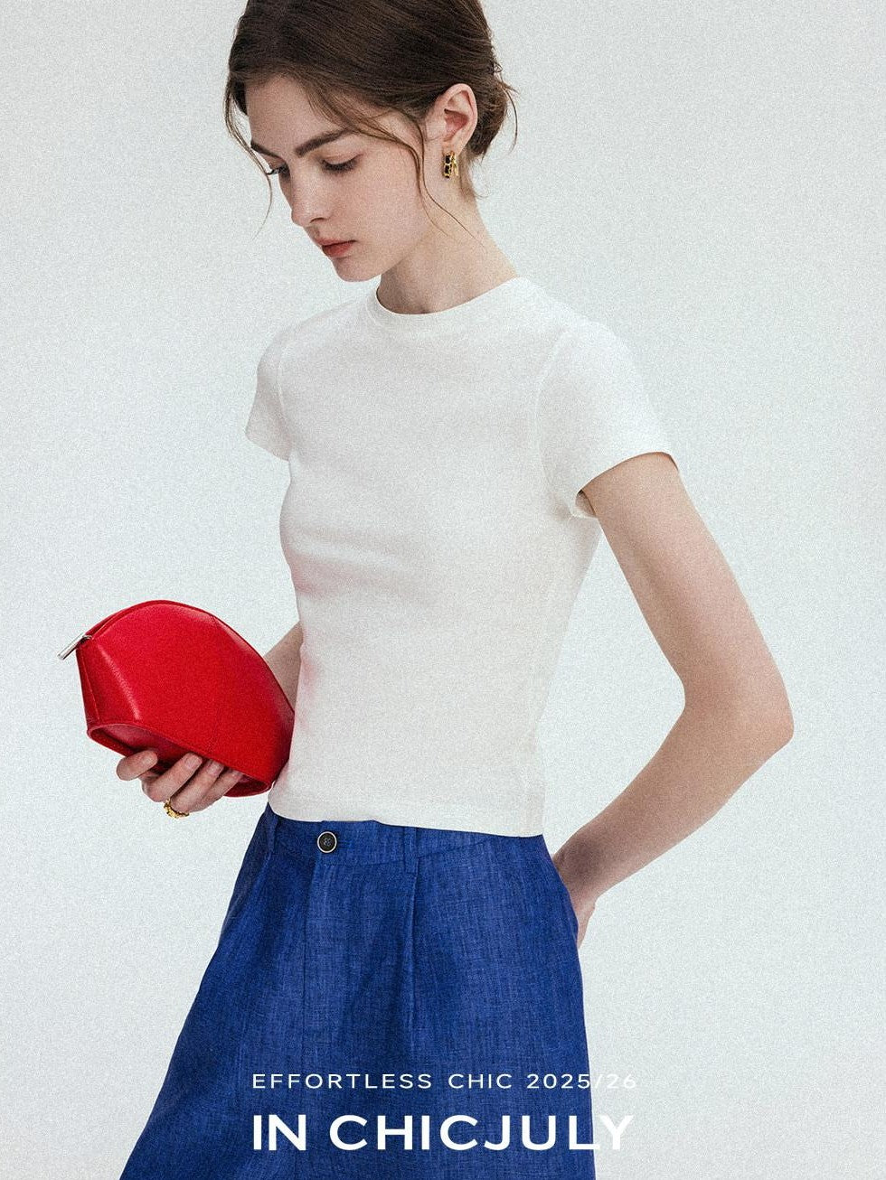 chicjuly Silky Sheen Breathable Round And V-neck Women's Cotton Short Sleeve T-shirts