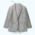 chicjuly Silver Shimmer Woven Air Washed Three Piece Women's Linen Pant Suits 1032814373396