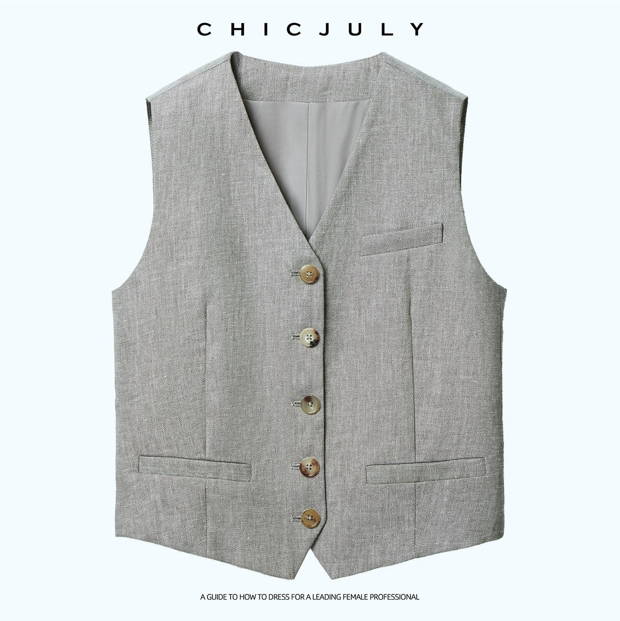 chicjuly Silver Shimmer Woven Air Washed Three Piece Women's Linen Pant Suits 1032814373396