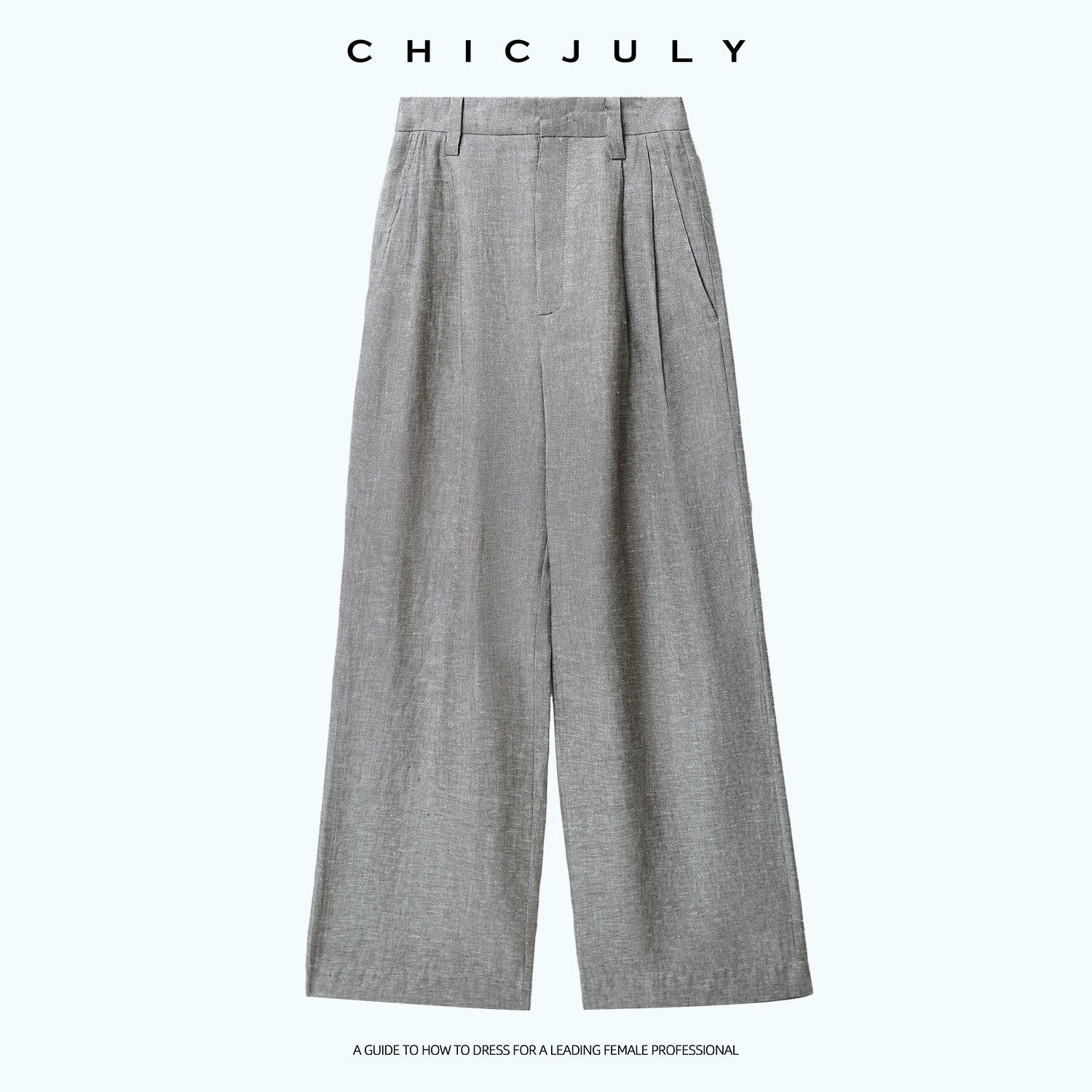 chicjuly Silver Shimmer Woven Air Washed Three Piece Women's Linen Pant Suits 1032814373396