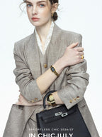 chicjuly Silver Shimmer Woven Air Washed Three Piece Women's Linen Pant Suits