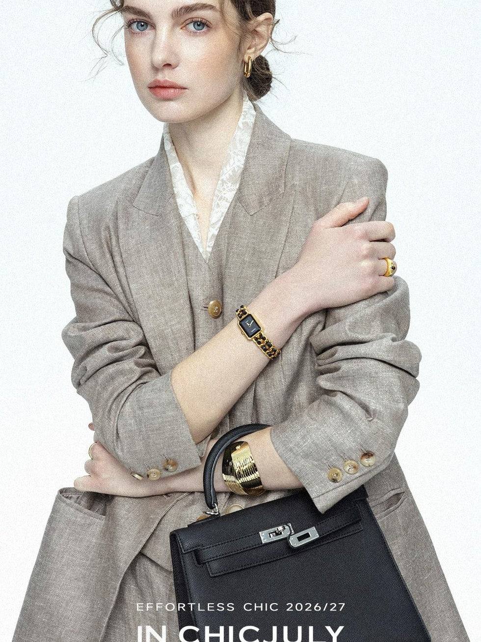 chicjuly Silver Shimmer Woven Air Washed Three Piece Women's Linen Pant Suits