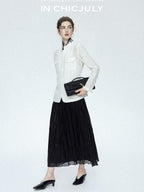 chicjuly Silver Yarn Minimal Multi Pocket Stand Collar Women's Linen Lightweight Jackets
