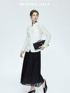 chicjuly Silver Yarn Minimal Multi Pocket Stand Collar Women's Linen Lightweight Jackets
