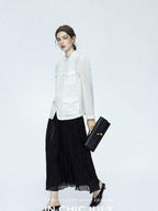 chicjuly Silver Yarn Minimal Multi Pocket Stand Collar Women's Linen Lightweight Jackets