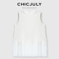 chicjuly Sleeveless Round Neck Loose Minimalist Women's Acetate Chiffon Blouses 792319775508