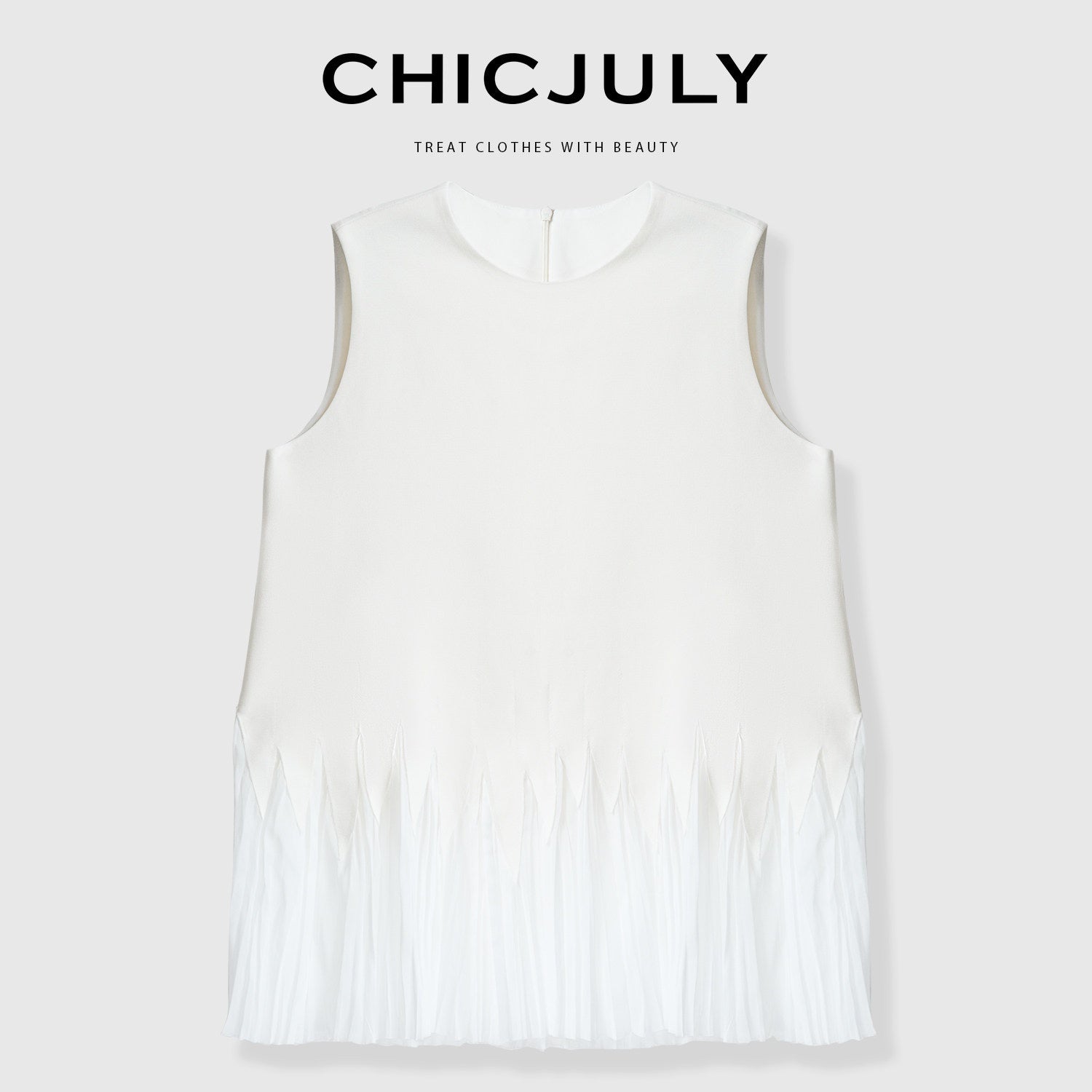 chicjuly Sleeveless Round Neck Loose Minimalist Women's Acetate Chiffon Blouses 792319775508
