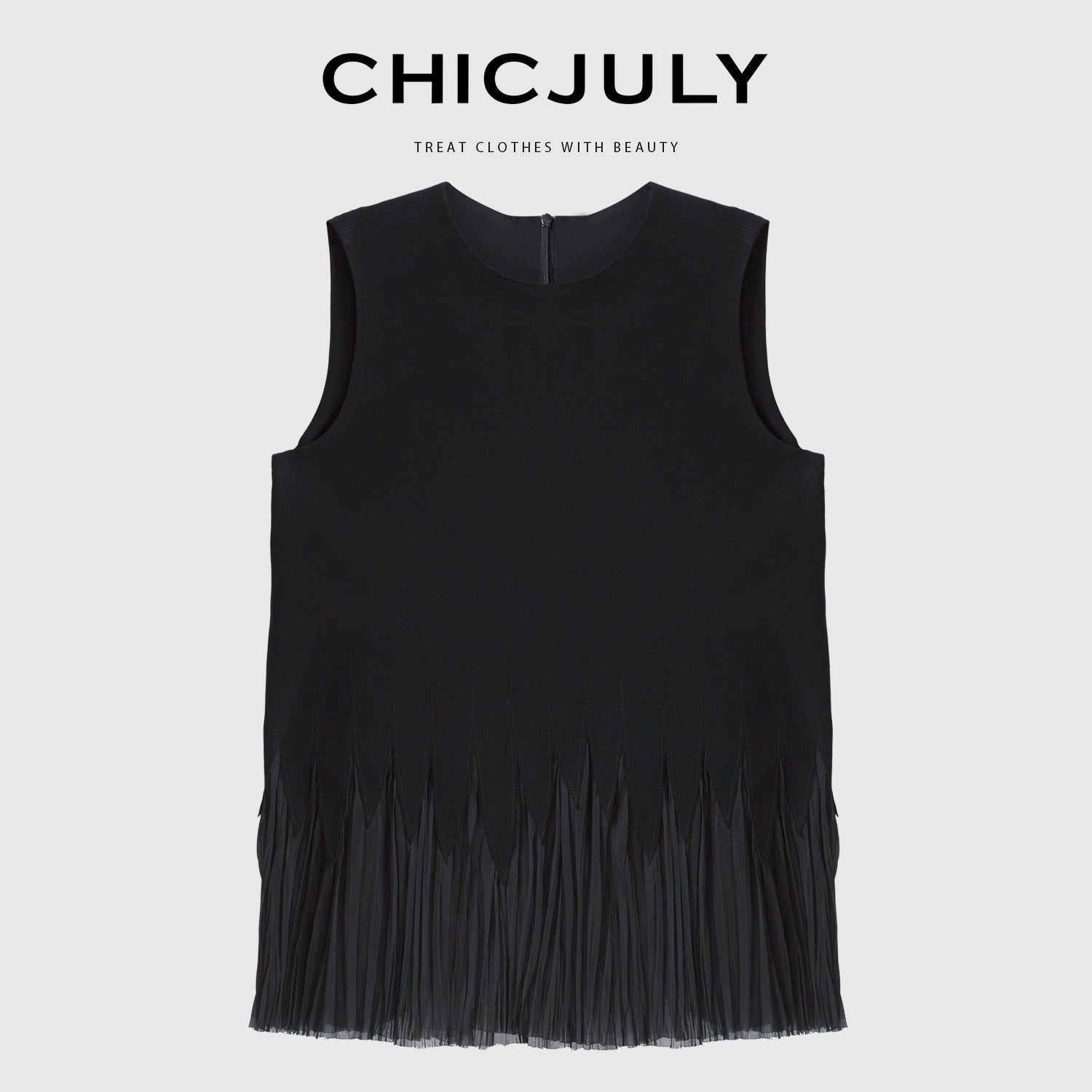 chicjuly Sleeveless Round Neck Loose Minimalist Women's Acetate Chiffon Blouses 792319775508