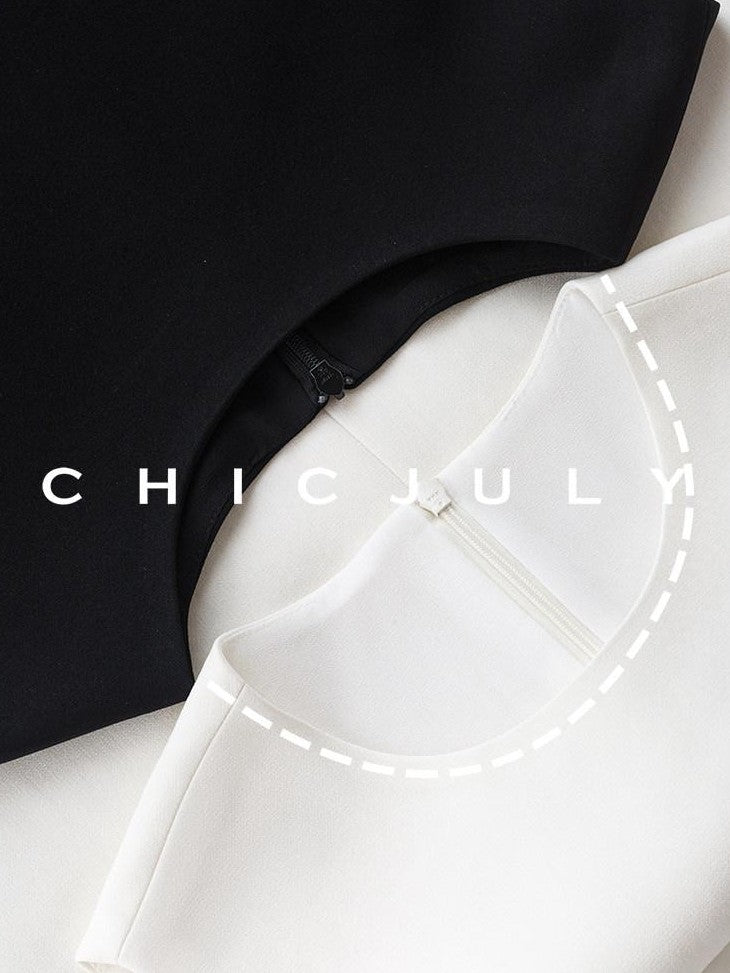 chicjuly Sleeveless Round Neck Loose Minimalist Women's Acetate Chiffon Blouses