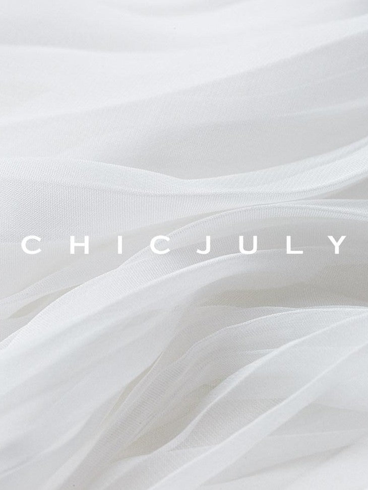 chicjuly Sleeveless Round Neck Loose Minimalist Women's Acetate Chiffon Blouses