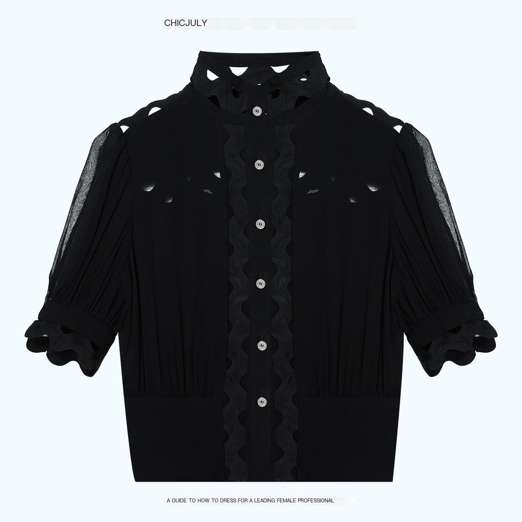 chicjuly Slimming Solid 3d Cutout Women's Mulberry Silk Short Sleeve T-shirts 1048505748038