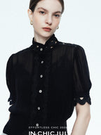 chicjuly Slimming Solid 3d Cutout Women's Mulberry Silk Short Sleeve T-shirts