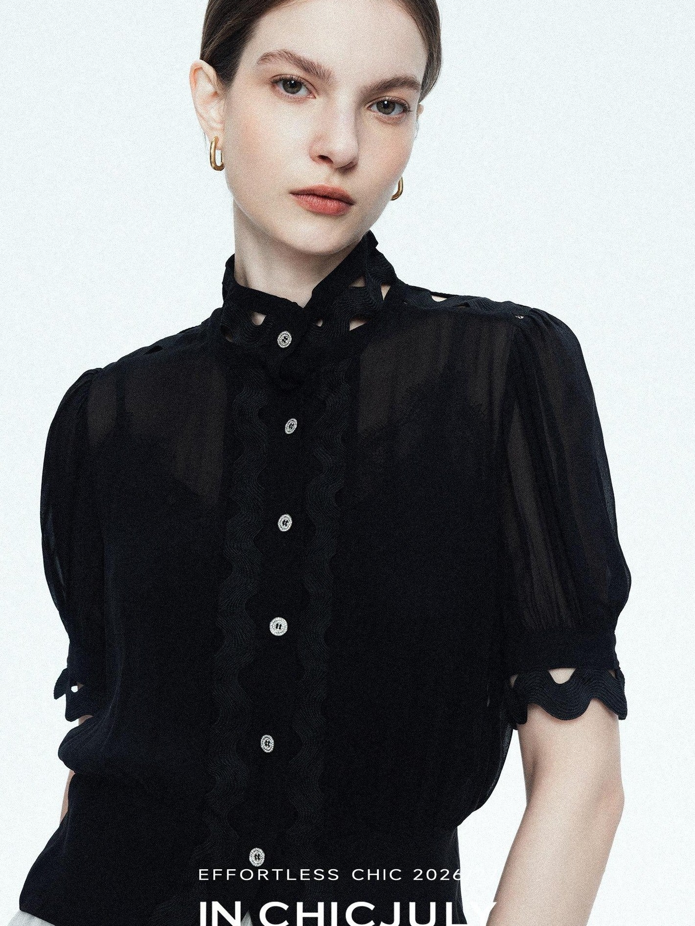 chicjuly Slimming Solid 3d Cutout Women's Mulberry Silk Short Sleeve T-shirts