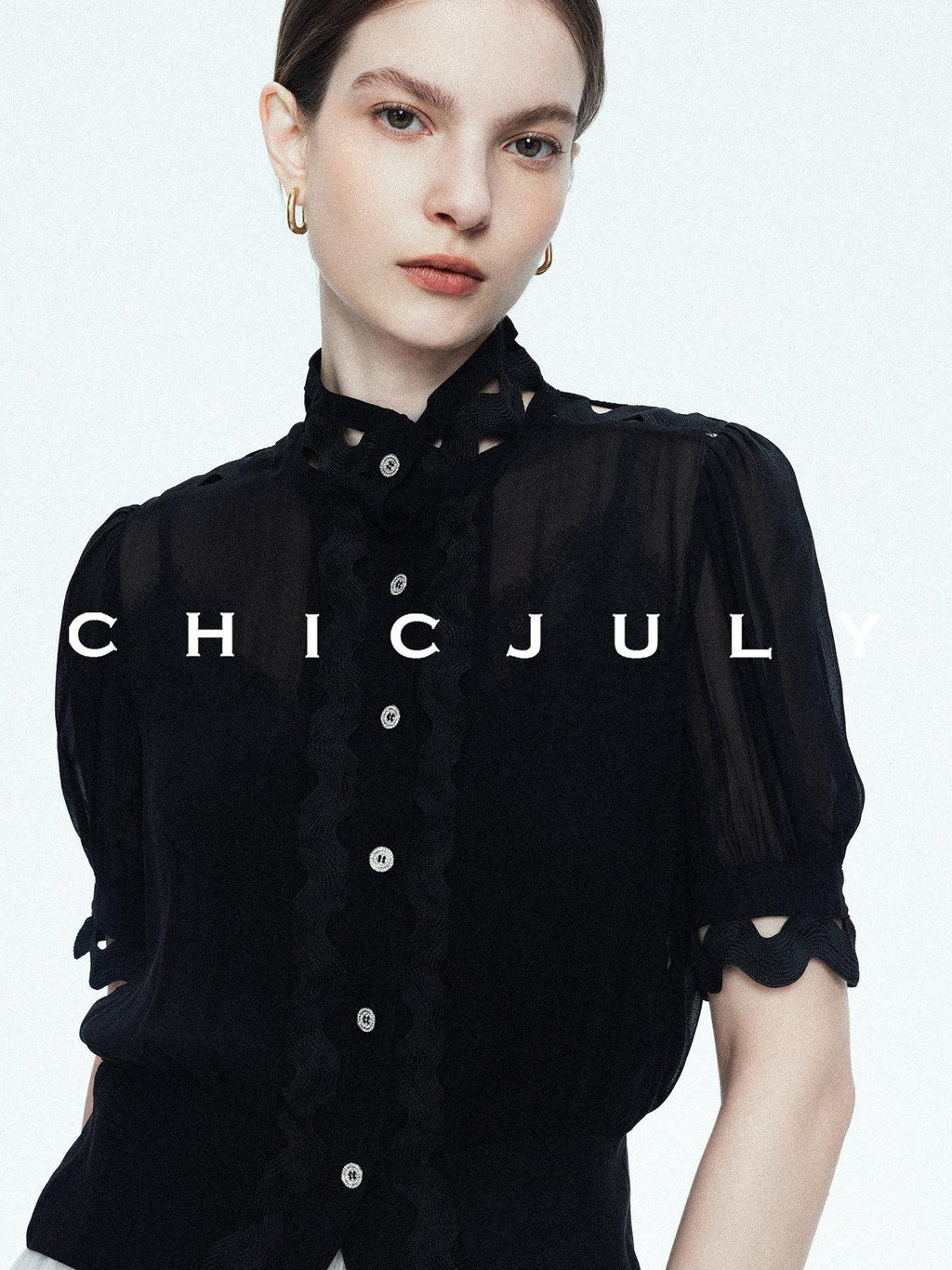 chicjuly Slimming Solid 3d Cutout Women's Mulberry Silk Short Sleeve T-shirts