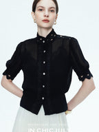 chicjuly Slimming Solid 3d Cutout Women's Mulberry Silk Short Sleeve T-shirts