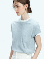 chicjuly Slub Knit Breathable Uv Protection Women's Hemp Cotton Short Sleeve T-shirts