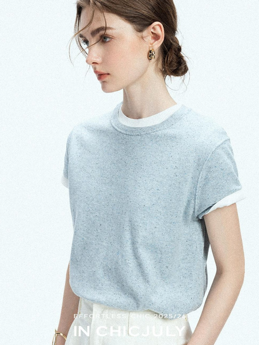 chicjuly Slub Knit Breathable Uv Protection Women's Hemp Cotton Short Sleeve T-shirts