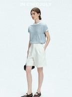 chicjuly Slub Knit Breathable Uv Protection Women's Hemp Cotton Short Sleeve T-shirts