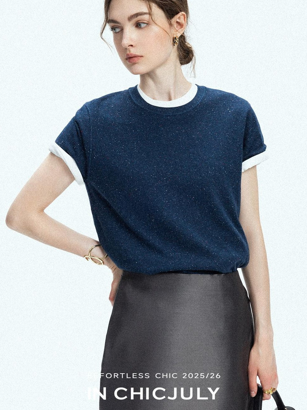 chicjuly Slub Knit Breathable Uv Protection Women's Hemp Cotton Short Sleeve T-shirts