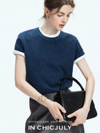 chicjuly Slub Knit Breathable Uv Protection Women's Hemp Cotton Short Sleeve T-shirts