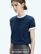chicjuly Slub Knit Breathable Uv Protection Women's Hemp Cotton Short Sleeve T-shirts