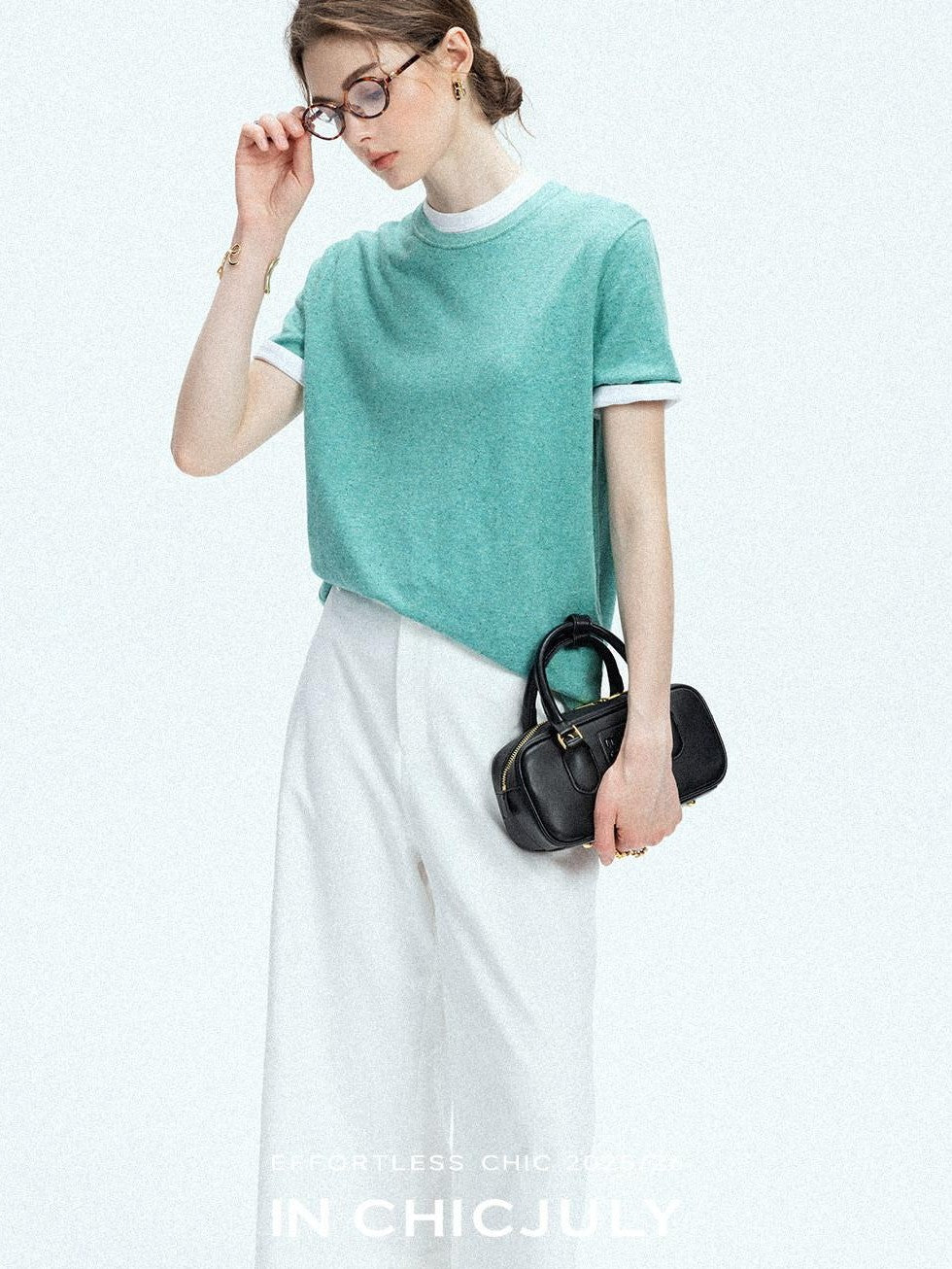 chicjuly Slub Knit Breathable Uv Protection Women's Hemp Cotton Short Sleeve T-shirts