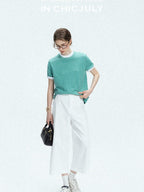 chicjuly Slub Knit Breathable Uv Protection Women's Hemp Cotton Short Sleeve T-shirts