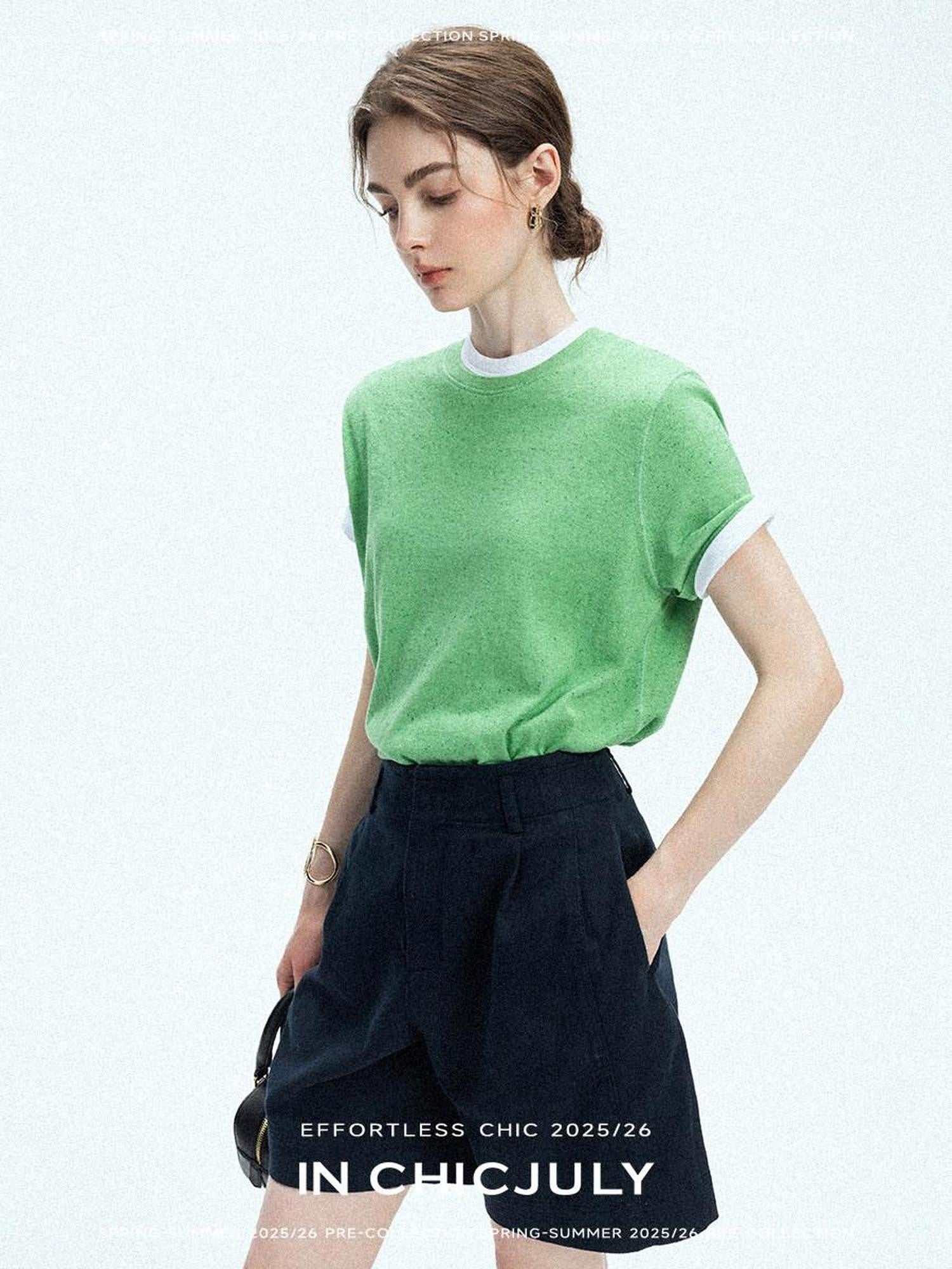 chicjuly Slub Knit Breathable Uv Protection Women's Hemp Cotton Short Sleeve T-shirts