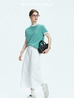 chicjuly Slub Knit Breathable Uv Protection Women's Hemp Cotton Short Sleeve T-shirts