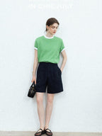 chicjuly Slub Knit Breathable Uv Protection Women's Hemp Cotton Short Sleeve T-shirts