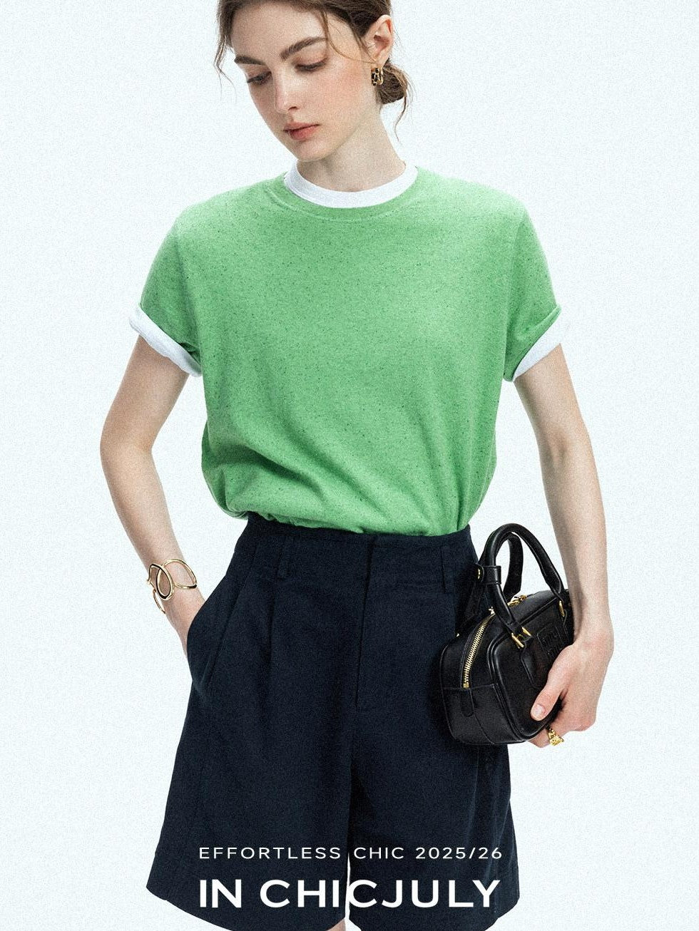 chicjuly Slub Knit Breathable Uv Protection Women's Hemp Cotton Short Sleeve T-shirts