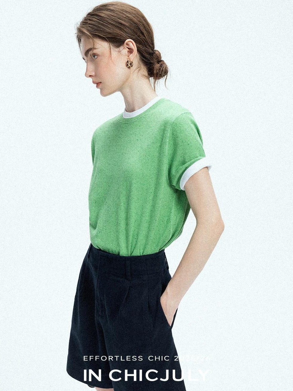 chicjuly Slub Knit Breathable Uv Protection Women's Hemp Cotton Short Sleeve T-shirts