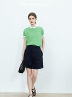 chicjuly Slub Knit Breathable Uv Protection Women's Hemp Cotton Short Sleeve T-shirts