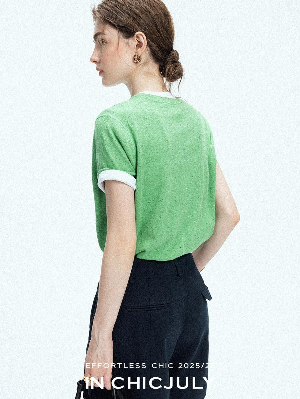 chicjuly Slub Knit Breathable Uv Protection Women's Hemp Cotton Short Sleeve T-shirts
