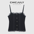 chicjuly Solid Color Lace Patchwork Special Craft Women's Pure Wool Tank Tops 907680395257