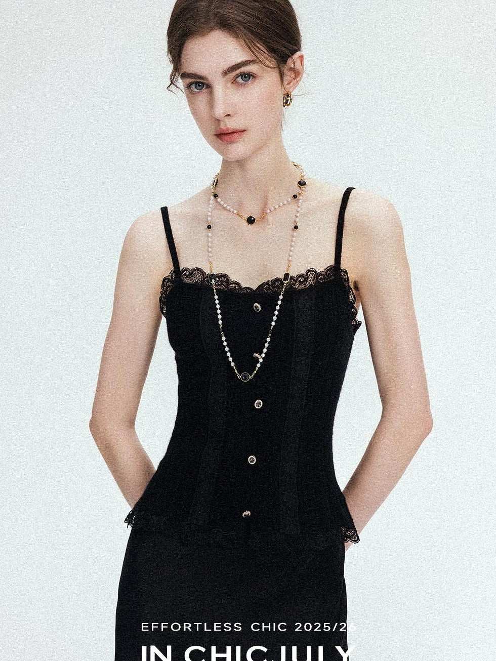chicjuly Solid Color Lace Patchwork Special Craft Women's Pure Wool Tank Tops