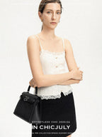 chicjuly Solid Color Lace Patchwork Special Craft Women's Pure Wool Tank Tops
