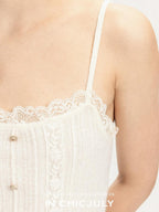 chicjuly Solid Color Lace Patchwork Special Craft Women's Pure Wool Tank Tops