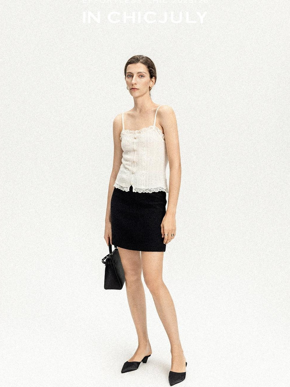 chicjuly Solid Color Lace Patchwork Special Craft Women's Pure Wool Tank Tops