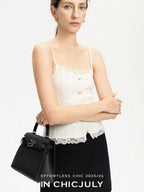 chicjuly Solid Color Lace Patchwork Special Craft Women's Pure Wool Tank Tops