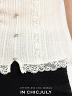 chicjuly Solid Color Lace Patchwork Special Craft Women's Pure Wool Tank Tops