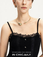 chicjuly Solid Color Lace Patchwork Special Craft Women's Pure Wool Tank Tops