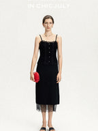 chicjuly Solid Color Lace Patchwork Special Craft Women's Pure Wool Tank Tops