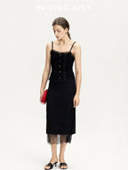 chicjuly Solid Color Lace Patchwork Special Craft Women's Pure Wool Tank Tops