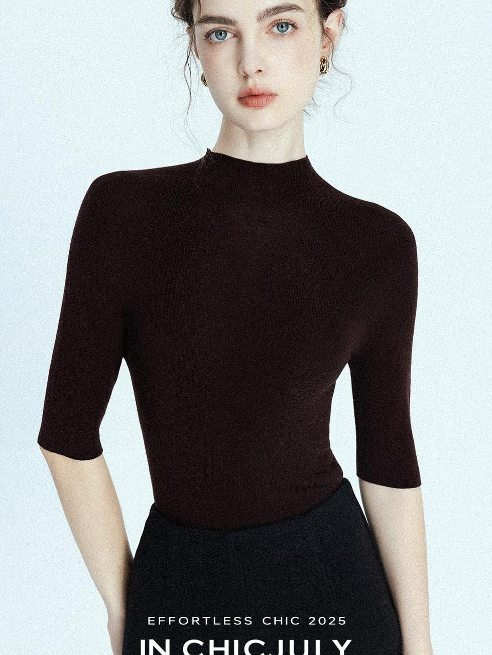 chicjuly Solid Crew Neck Knit Straight Cut Women's Fine Wool Long Sleeve T-shirts