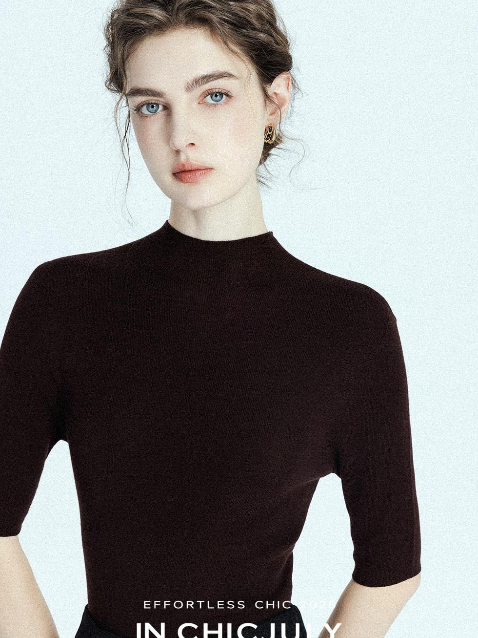 chicjuly Solid Crew Neck Knit Straight Cut Women's Fine Wool Long Sleeve T-shirts