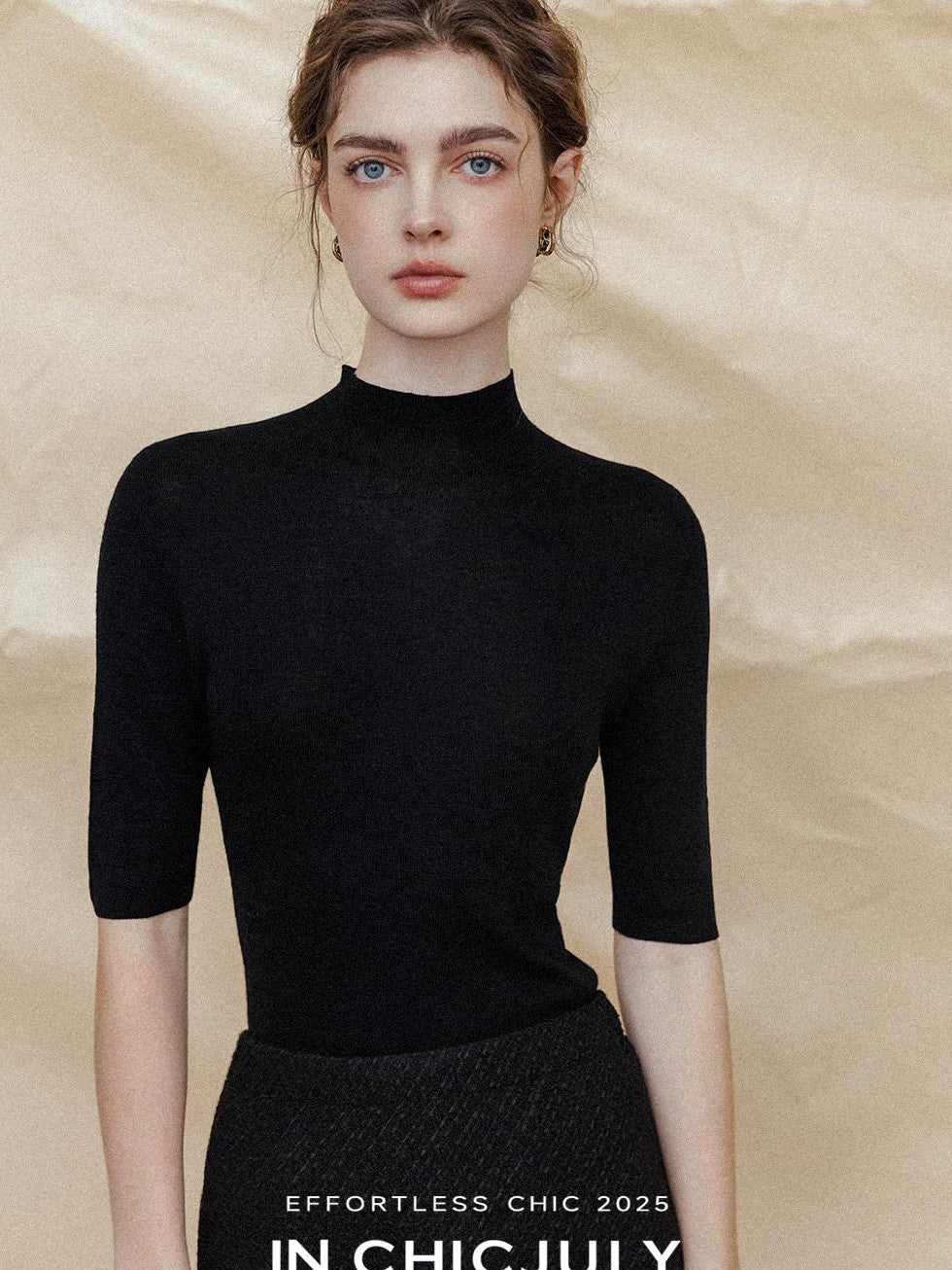 chicjuly Solid Crew Neck Knit Straight Cut Women's Fine Wool Long Sleeve T-shirts