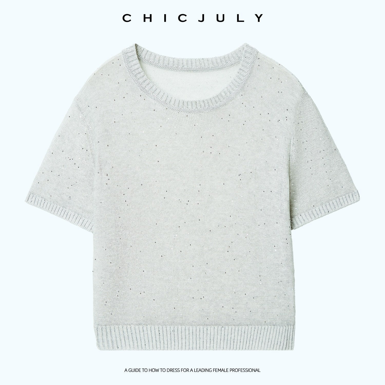 chicjuly Star Sparkle Knit Crewneck Short Sleeve Women's Linen Silk Top & Pants Sets 1038195629659