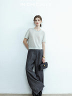 chicjuly Star Sparkle Knit Crewneck Short Sleeve Women's Linen Silk Top & Pants Sets