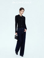 chicjuly Starlight Handmade 3d Small Stud Beaded Polo Collar Women's Wool Slim Cardigans